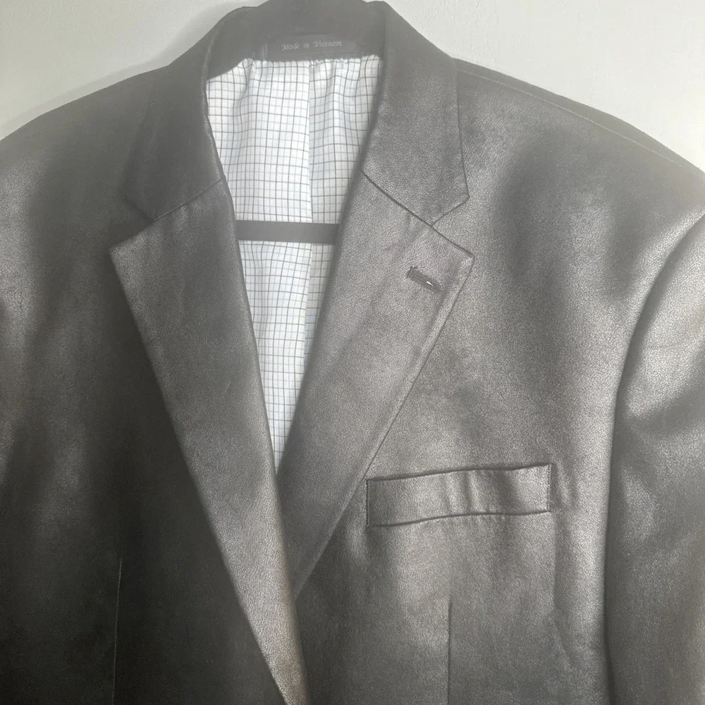 Lauren Ralph Lauren Jacket Mens 44R Black Blazer Sport Coat Faux Leather Classic